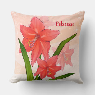Coussin Fleurs Amaryllis rouges personnalisées
