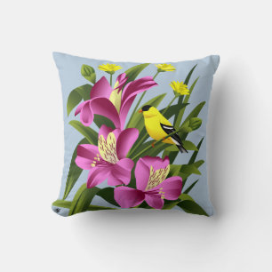 Coussin Fleurs américaines de chardonneret et