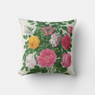 Coussin Fleurs anciennes en fleurs, roses de jardin de pri