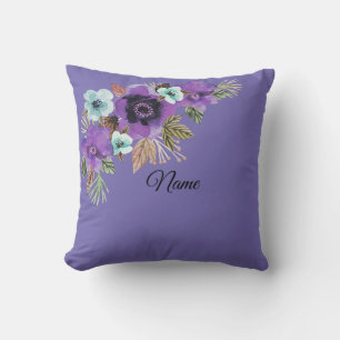 Coussin Fleurs aquarelle brillante romantique couronne flo