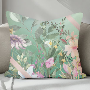 Coussin Fleurs Aquarelles Mignonnes Avec Arrière - plan Ve