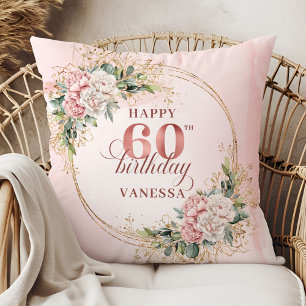 Coussin Fleurs aquarelles roses poussiéreuses classiques 6