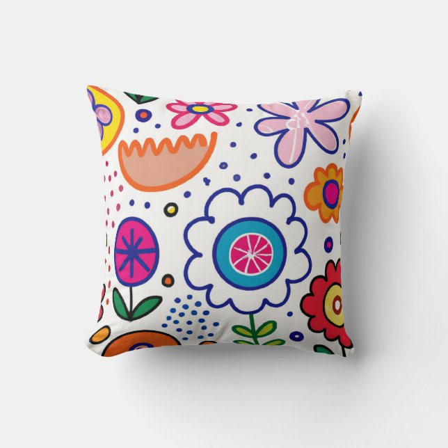 Coussin fleurs audacieuses et ludiques dans des couleurs v (Recto)