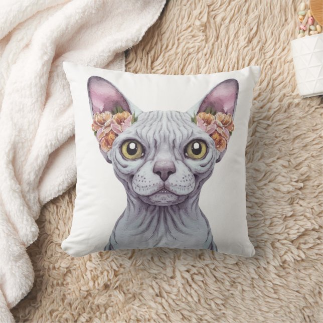 Coussin Fleurs auditives Sphynx Chat (Couverture)