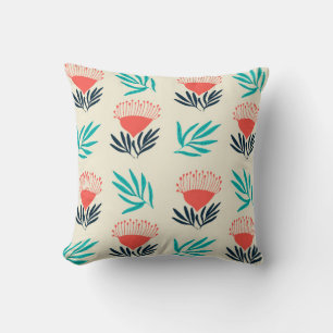 Coussin Fleurs australiennes rouges, motif vintage transpa
