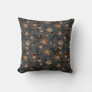 Coussin Fleurs beiges abstraites sans couture gris backgro