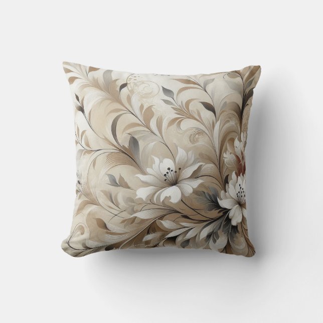 Coussin Fleurs beiges modernes 4 Poster (Recto)