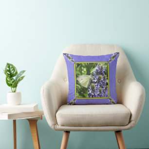 Coussin Fleurs blanches de lavande de papillon
