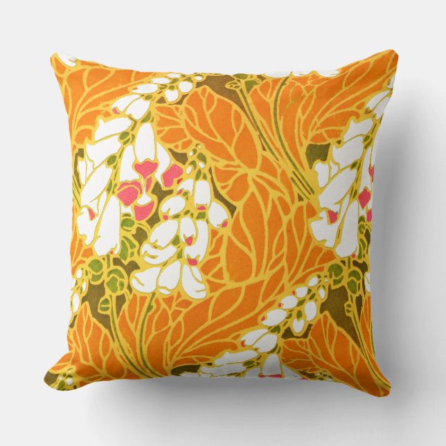Coussin Fleurs blanches en forme de cloche Art déco de Ség (Recto)
