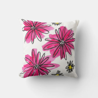 Coussin Fleurs blanches et roses
