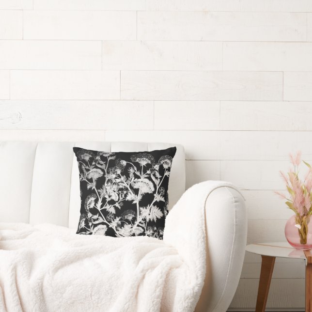 Coussin Fleurs blanches Impression vintage (Canapé)