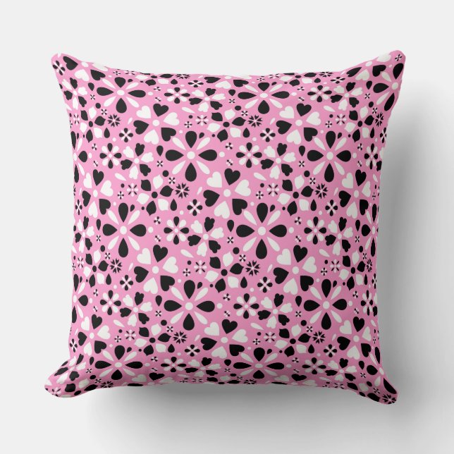 Coussin Fleurs blanches noires mignonnes (Recto)