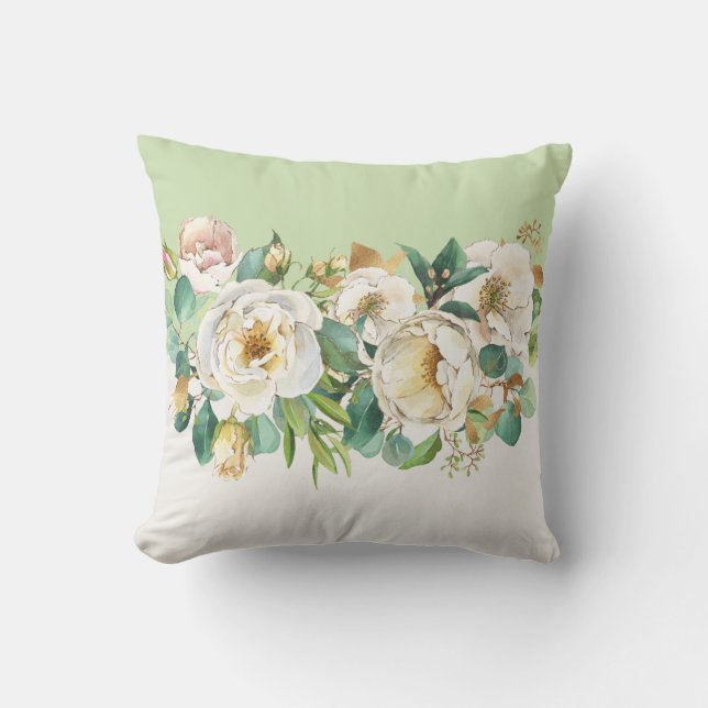 Coussin Fleurs blanches or accents (Recto)