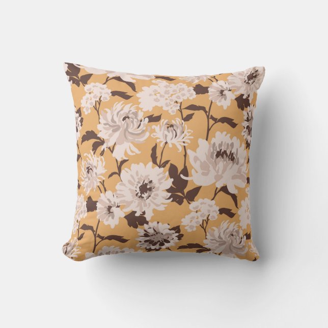 Coussin Fleurs blanches peintes Motif floral (Recto)