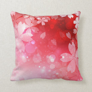 Coussin Fleurs blanches roses rouges de fleurs de cerisier