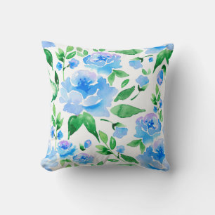 Coussin Fleurs bleu d'eau