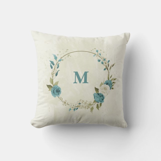 Coussin fleurs bleu et blanc (Recto)