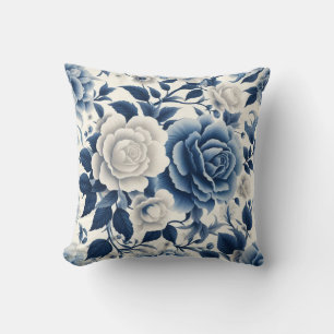 Coussin Fleurs bleue et blanches