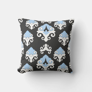 Coussin Fleurs bleues Arrière - plan gris Motif