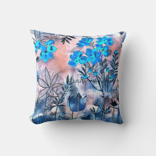 Coussin Fleurs bleues décoratives