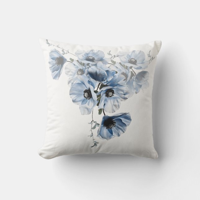 Coussin Fleurs bleues délicates (Recto)