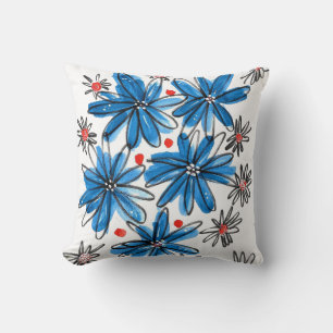 Coussin Fleurs bleues et blanches