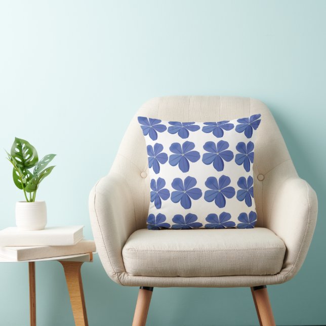 Coussin Fleurs Bleues Floral Plumbago (Chaise)