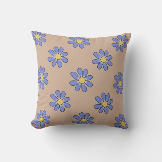 Coussin Fleurs bleues/roses 2 dans 1 (Recto)