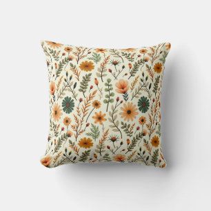 Coussin Fleurs Bohème Beige et Marron