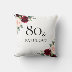 Coussin Fleurs Bourgogne rousse Fleurs Femme 80e anniversa