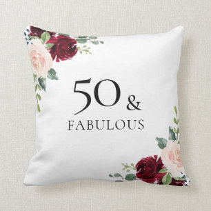Coussin Fleurs Bourgogne rousse Fleurs femmes 50e annivers