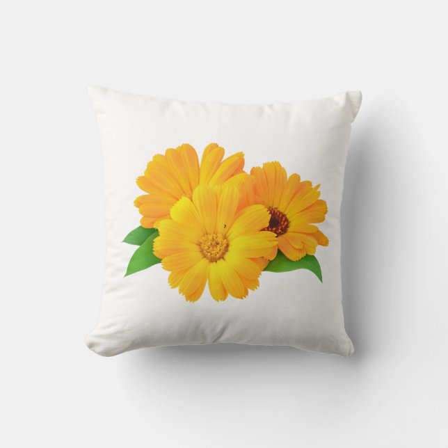 Coussin Fleurs Calendula arrangées (Recto)