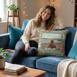 Coussin Fleurs Chic Cadeaux Photo pour Femme de 21 Ans