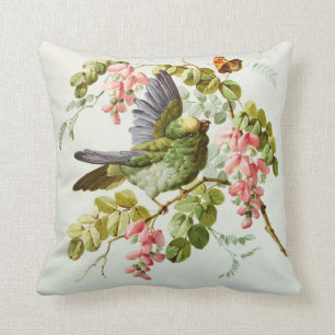 Coussin Fleurs chics de peinture de rose de vert de boho