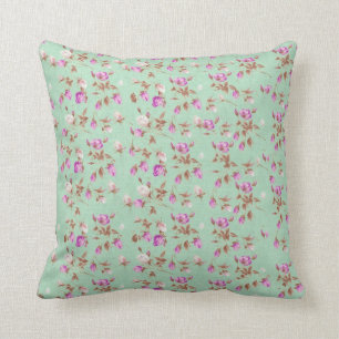 Coussin Fleurs chics de rose minable floral vintage de