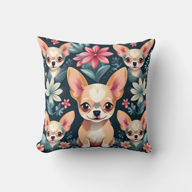 Coussin Fleurs Chihuahua Pet (Recto)