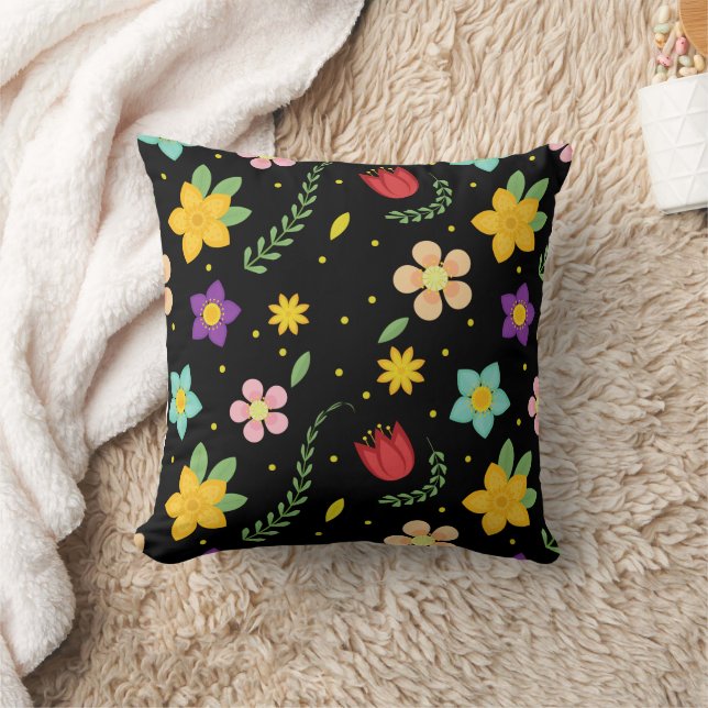 Coussin Fleurs colorées Aquarelle mignonne (Couverture)