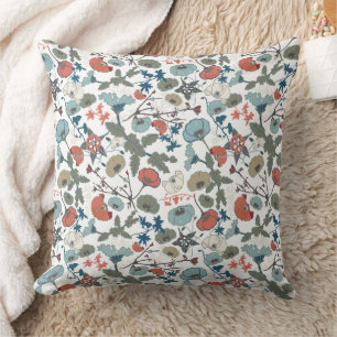 Coussin Fleurs colorées bleu orange