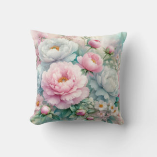 Coussin Fleurs colorées dans des couleurs pastel doux aqua