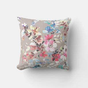 Coussin Fleurs colorées, design feuille et fleurs