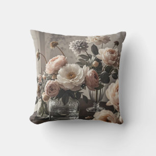 Coussin Fleurs colorées Elégante florale d'inspiration vin