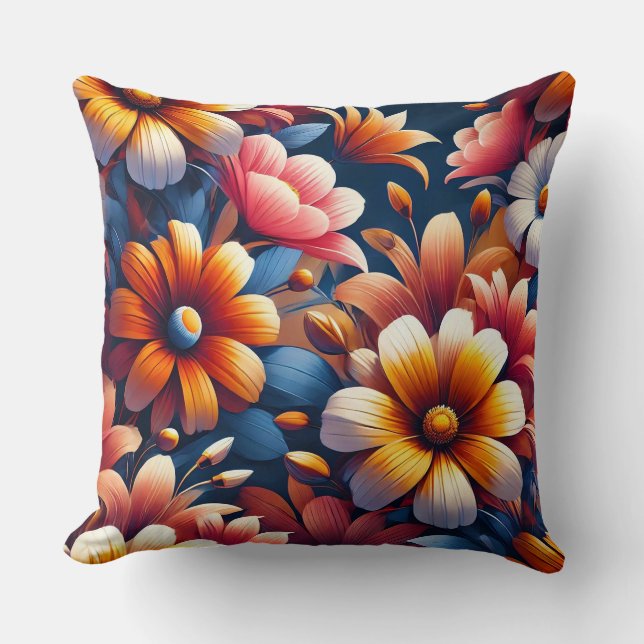 Coussin Fleurs Colorées et Pétales Luxuriants (Recto)