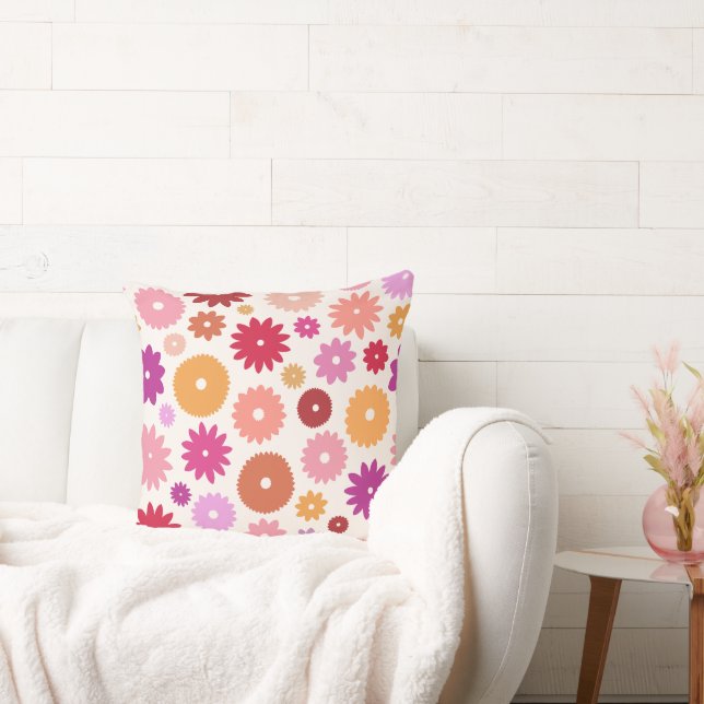 Coussin Fleurs Colorées Grand Motif (Canapé)