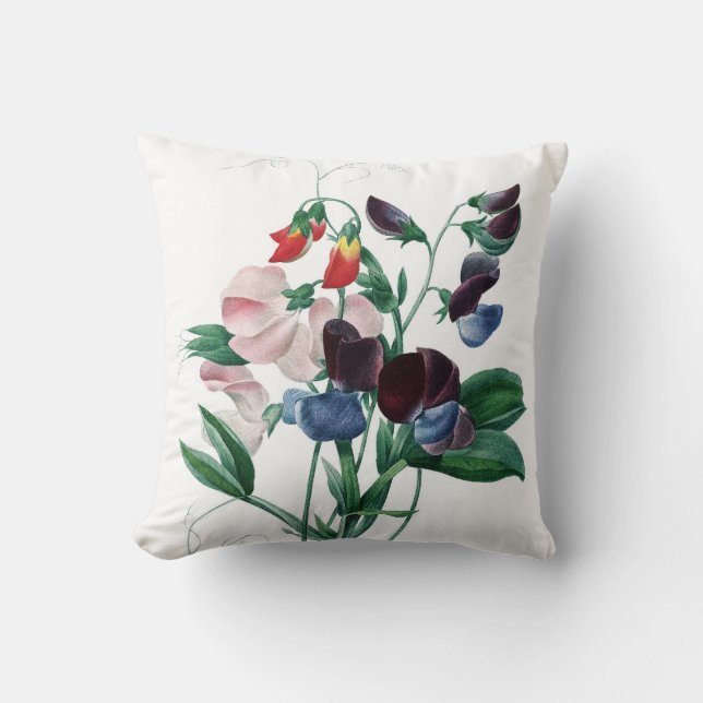 Coussin Fleurs colorées Redoute de pois doux (Recto)
