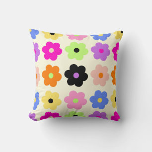 Coussin Fleurs colorées Rétro minimaliste Motif de marguer