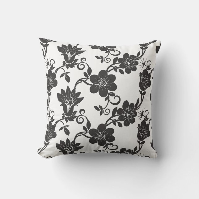 Coussin Fleurs Coussin-Noir Accent Extérieur (Recto)