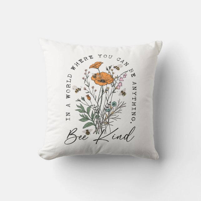 Coussin Fleurs d'abeilles vintages et sauvages (Recto)