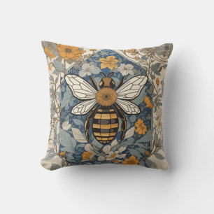 Coussin Fleurs d'abeilles vintages et sauvages