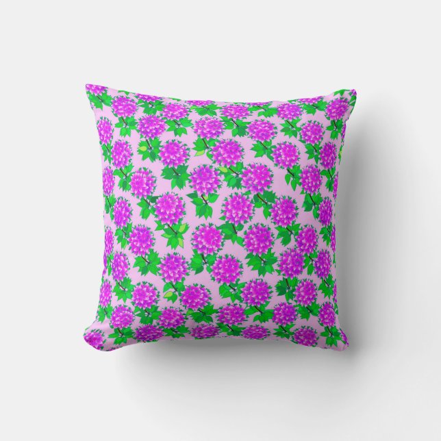 Coussin Fleurs dahlia en violet et orchidée (Recto)