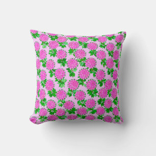 Coussin Fleurs dahlia roses profondes